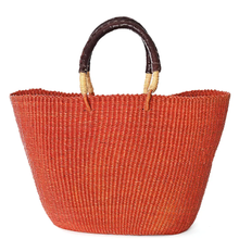 Load image into Gallery viewer, AFRICAN TOTE BASKET WITH LEATHER HANDLES
