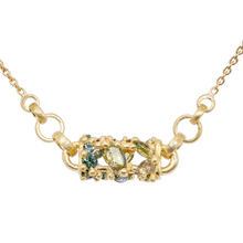 Load image into Gallery viewer, POLLY WALES FONTAINE BAR LINK NECKLACE 18K WITH MULTI GREEN SAPPHIRES
