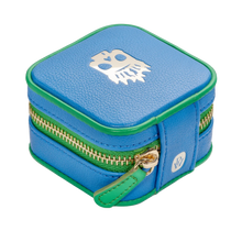 Load image into Gallery viewer, POLLY WALES SMALL ZIP JEWELLERY CASE BLUE AND GREEN
