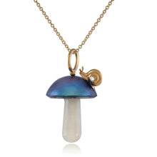 Load image into Gallery viewer, MAURA GREEN Blue Mabe Pearl Magic Mushroom Charm with Snail
