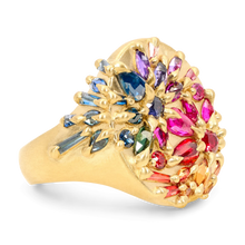 Load image into Gallery viewer, POLLY WALES Large Rainbow Star Bright Signet Ring

