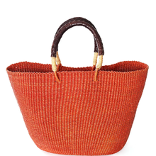 Load image into Gallery viewer, AFRICAN TOTE BASKET WITH LEATHER HANDLES
