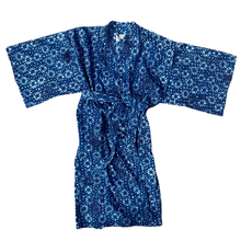 Load image into Gallery viewer, FAR WEST BATIK ROBE HAND BATIK AND BLOCK PRINTED INDIGO BLUE AND WHITE
