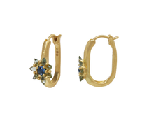 Load image into Gallery viewer, POLLY WALES Blue and Green Sapphire Oval Daisy Earrings SPECIAL ORDER FOR SUE
