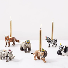 Load image into Gallery viewer, CAMP HOLLOW PORCELAIN ANIMAL CAKE TOPPERS / CANDLE HOLDER
