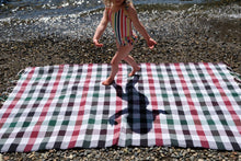 Load image into Gallery viewer, Triple Color Triple RED, GRAY, GREEN 100% COTTON CHECKER TOWEL, BLANKET, THROW, WRAP
