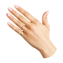 Load image into Gallery viewer, POLLY WALES Rainbow Gradient Constellation Ring with Diamonds SIZE 6  18k yellow Gold Rainbow Sapphires and Diamond
