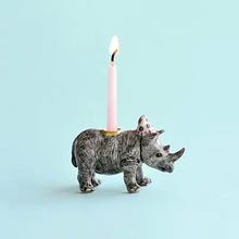 Load image into Gallery viewer, CAMP HOLLOW PORCELAIN ANIMAL CAKE TOPPERS / CANDLE HOLDER
