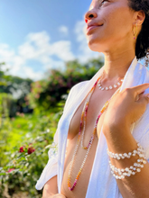 Load image into Gallery viewer, MOONSTONE SUNSET LEI 31" LONG   WHITE, RED, PINK, YELLOW, ORANGE
