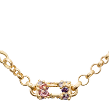 Load image into Gallery viewer, POLLY WALES 17” CECILE HANDMADE ONE OF A KIND CHAIN RAINBOW 18K YELLOW GOLD NECKLACE 5.81cts Sapphires
