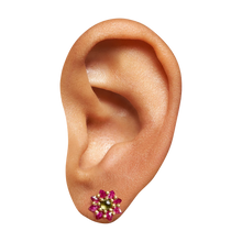 Load image into Gallery viewer, POLLY WALES Green &amp; Pink Daisy Stud Earrings
