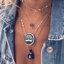 Load image into Gallery viewer, PAVE SUNSHINE DIAMOND OPAL TURQUOISE LAPIS  INLAY NECKLACE
