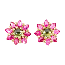 Load image into Gallery viewer, POLLY WALES Green &amp; Pink Daisy Stud Earrings
