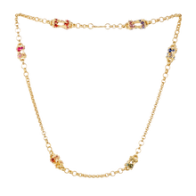 Load image into Gallery viewer, POLLY WALES 17” CECILE HANDMADE ONE OF A KIND CHAIN RAINBOW 18K YELLOW GOLD NECKLACE 5.81cts Sapphires
