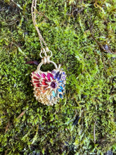 Load image into Gallery viewer, POLLY WALES Large Rainbow Sapphire Encrusted 18k Padlock Rainbow / Grande Fantaisie Padlock Necklace
