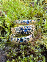 Load image into Gallery viewer, POLLY WALES WIDE CONFETTI RING WITH BLUE / GREEN SAPPHIRES SIZE 7.5

