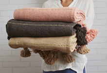 Load image into Gallery viewer, VERVE CULTURE Moroccan Blanket IN BROWN
