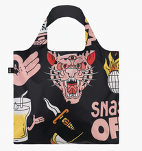 Load image into Gallery viewer, LOQI TOTE Snask  Tiger Snake Beer Black Recycled Bag

