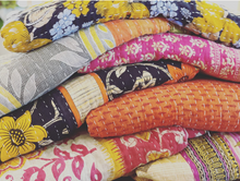 Load image into Gallery viewer, VINTAGE KANTHA QUILT WITH MINKY FAUX FUR FUZZY THROW BLANKET
