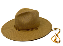Load image into Gallery viewer, LOVELY BIRD SEDONA STRAW FEDORA NATURAL BRONZE PACKABLE TIE WITH BRASS BEADS
