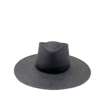 Load image into Gallery viewer, LOVELY BIRD PALOMA PANAMA STRAW FEDORA  IN BLACK
