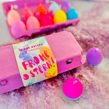 Load image into Gallery viewer, PINK STORIES 10 PACK PINK EGG CARTON CANDLES DIP DYE EGGS
