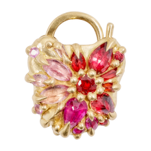 Load image into Gallery viewer, POLLY WALES Plum Blossom Petite Coeur de Fantaisie Padlock Necklace Red/Pinks

