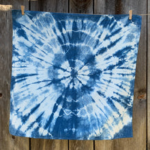 Load image into Gallery viewer, FIBER + MUD  Indigo Dyed Shibori Tea Towel Burst
