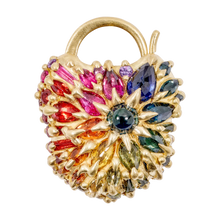 Load image into Gallery viewer, POLLY WALES Large Rainbow Sapphire Encrusted 18k Padlock Rainbow / Grande Fantaisie Padlock Necklace
