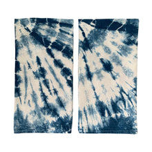 Load image into Gallery viewer, FIBER + MUD  Indigo Dyed Shibori Tea Towel Burst
