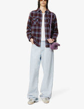 Load image into Gallery viewer, GODS TRUE CASHMERE PLUM TARTAN WITH AMETHYST BUTTONS UNISEX

