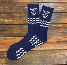 Load image into Gallery viewer, AMPAL CREATIVE ALOHA SOCKS IN NAVY  NAVY/ WHITE ANCHOR
