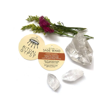 Load image into Gallery viewer, Ritual Gypsy Small Sage Wand with Clear Quartz 4"
