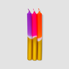 Load image into Gallery viewer, PINK STORIES Dip Dye Xmas * Neon holiday PURPLE  PINK ORANGE CANDLES
