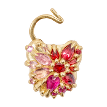 Load image into Gallery viewer, POLLY WALES Plum Blossom Petite Coeur de Fantaisie Padlock Necklace Red/Pinks
