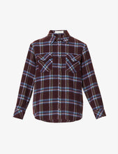 Load image into Gallery viewer, GODS TRUE CASHMERE PLUM TARTAN WITH AMETHYST BUTTONS UNISEX
