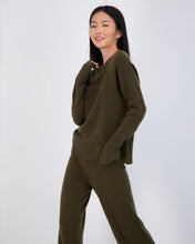 Load image into Gallery viewer, SUNNY CASHMERE TEXTURED SWEATSHIRT SWEATER IN OLIVE ARMY GREEN
