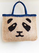 Load image into Gallery viewer, THE JACKSONS Panda- Natural with Blue &amp; Black Panda BAG TOTE
