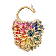 Load image into Gallery viewer, POLLY WALES Large Rainbow Sapphire Encrusted 18k Padlock Rainbow / Grande Fantaisie Padlock Necklace
