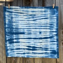 Load image into Gallery viewer, FIBER + MUD Indigo Dyed Shibori Tea Towel STRIPES
