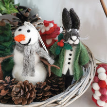 Load image into Gallery viewer, FELT SO GOOD Handmade Felt Hector Christmas Hare Hanging Decoration
