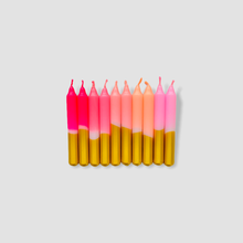 Load image into Gallery viewer, PINK STORIES Dip Dye Little Star * Lipstick Stars SET OF 10 BIRTHDAY CANDLES PINKS WITH GOLD
