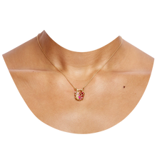 Load image into Gallery viewer, POLLY WALES Plum Blossom Petite Coeur de Fantaisie Padlock Necklace Red/Pinks
