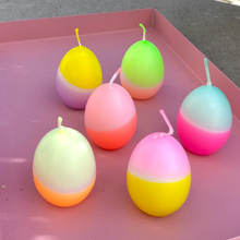 Load image into Gallery viewer, PINK STORIES YELLOW EGG CARTON  6 PACK CANDLES DIP DYE EGGS
