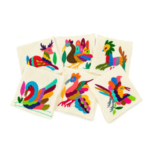 Load image into Gallery viewer, HANDMADE Otomi Embroidered COLORFUL Napkin Set - Natural SIX NAPKINS PER SET
