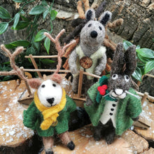 Load image into Gallery viewer, FELT SO GOOD Handmade Felt Hector Christmas Hare Hanging Decoration
