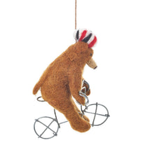 Load image into Gallery viewer, FELT SO GOOD Handmade Felt Cycling Bear Hanging Biodergadable Decoration
