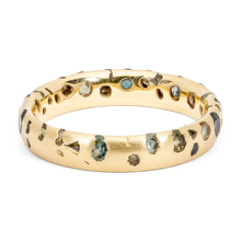 Load image into Gallery viewer, POLLY WALES Blue / Green Confetti Ring Narrow size 7.5
